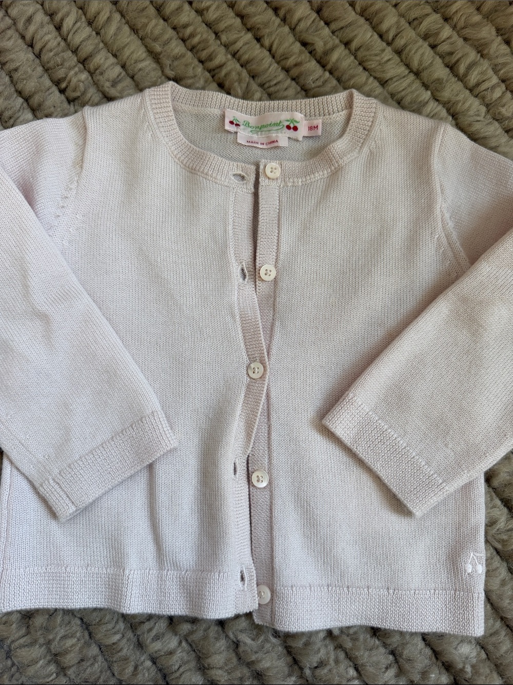 Bonpoint Pale Pink Girls' Knit Cardigan
